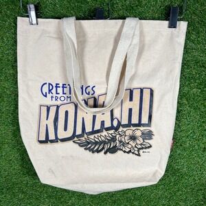 Del Sol Color Change Greetings From Kona HI Canvas Tote Bag Souvenir Cream